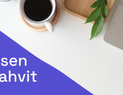 Valokuva, jossa kahvikuppi ja tekstinä Ohjauksen aamukahvit.
