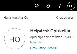 Napauta oikealta omia nimikirjaimia tai kuvaasi ja valitse Näytä tili.