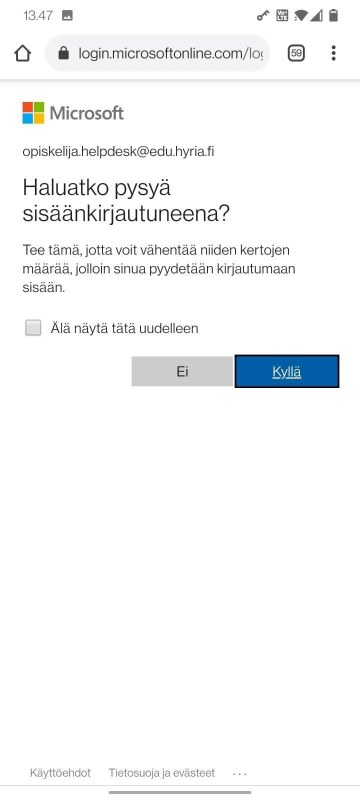 6. Vastaa Kyllä.