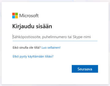 Microsoft kirjautumisikkuna