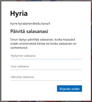 Microsoft salasanan vaihto